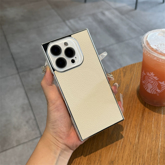 Premium Square Litschi Leder iPhone Hülle