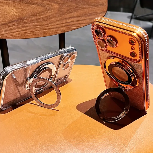 Luxuriöse, glitzernde Handyhülle mit Strasssteinen, Ringhalter und Farbverlauf für iPhones