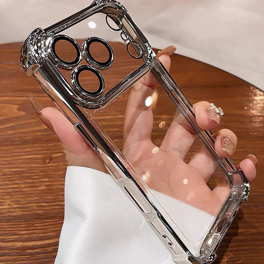 Airbag-geschützte, stoßfeste, transparente Handyhülle aus galvanisierter Oberfläche für iPhone 14, 15, 16 und 17