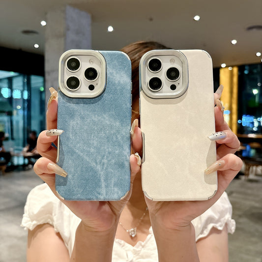 Handyhülle aus Leder mit Schneemuster für iPhones