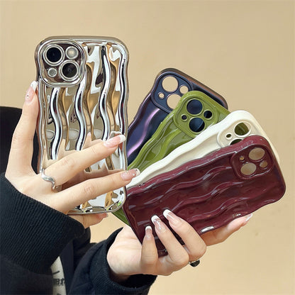 Nude Mocha Aesthetic Wavy Designer Silicon Case for iPhone