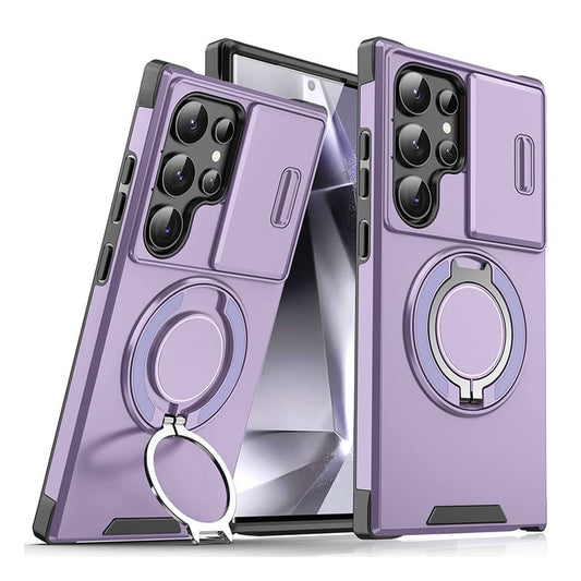 Stoßfeste magnetische Samsung-Hülle mit Kameraabdeckung und Ständer